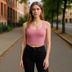 LA Hearts Rosy Pink Cropped Knit Sweater